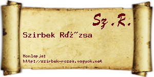 Szirbek Rózsa névjegykártya